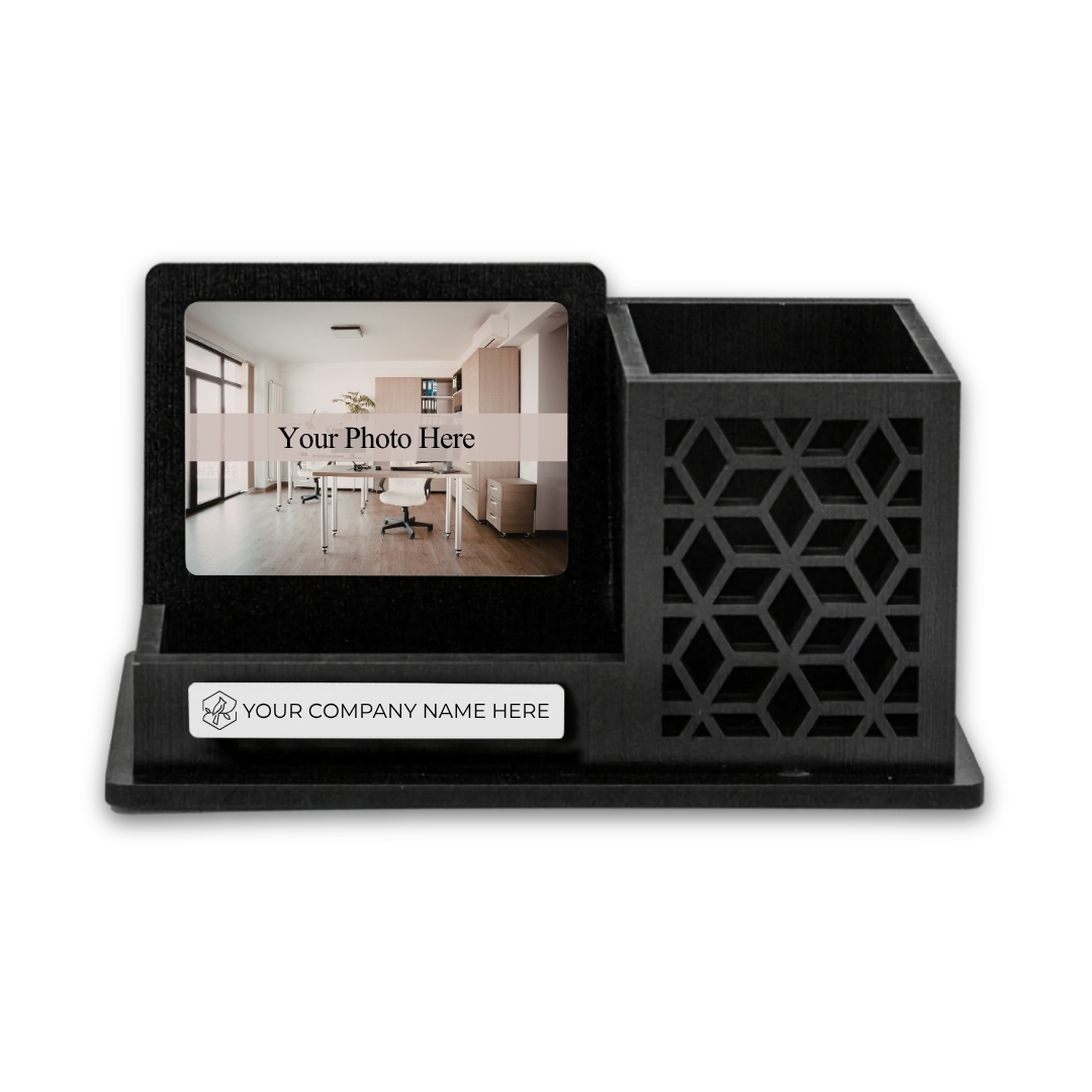 Executive Series Custom Wooden Photo Frame with Pen Stand